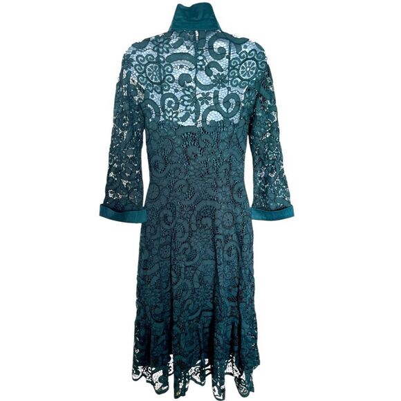 NANETTE LEPORE Green Lace Midi Dress Size 2 - Picture 1 of 6